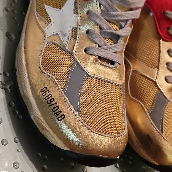 Golden Goose DAD_STAR Authentic Sneakers with Gold & Red Accents - Picture 3 of 9